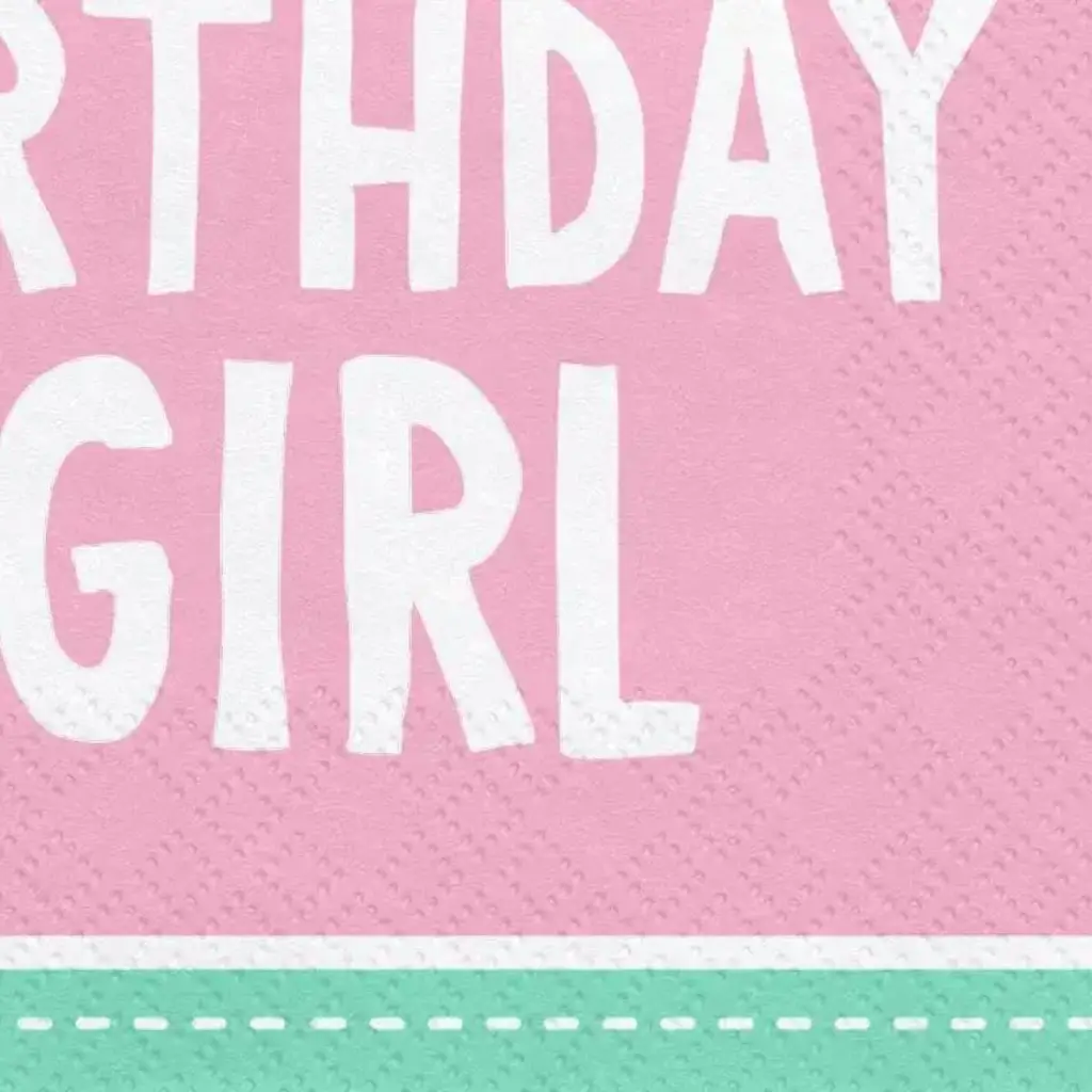 Pakke med 20 lyserøde papirservietter 1. fødselsdag Pige