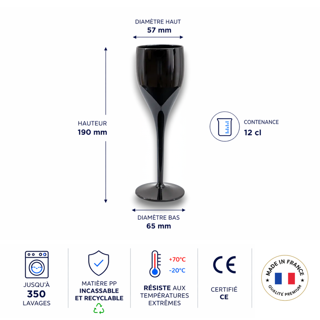 Sort champagne fløjte 12cl