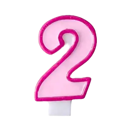 Fødselsdagslys nummer 2 lyserødt