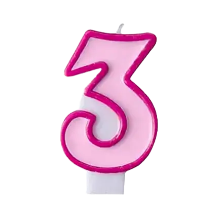 Fødselsdagslys nummer 3 lyserødt