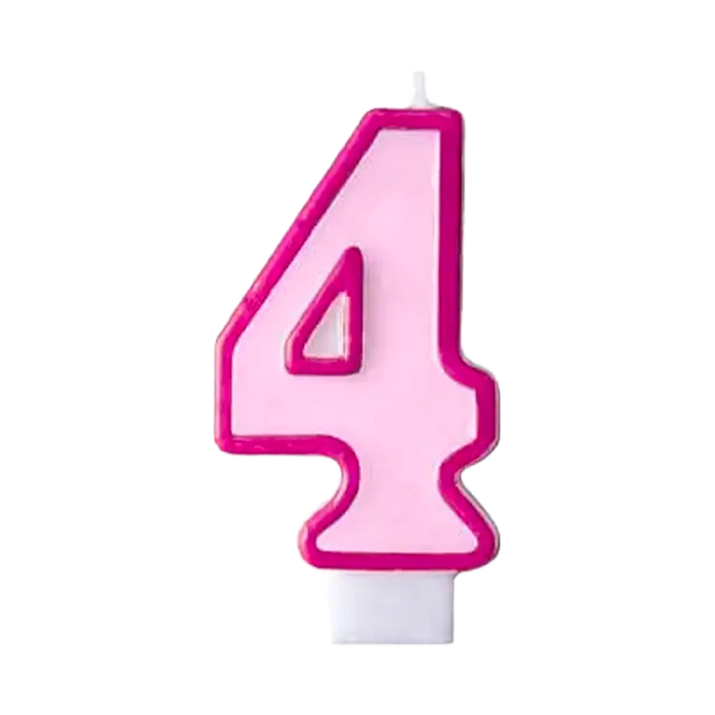 Fødselsdagslys nummer 4 lyserødt