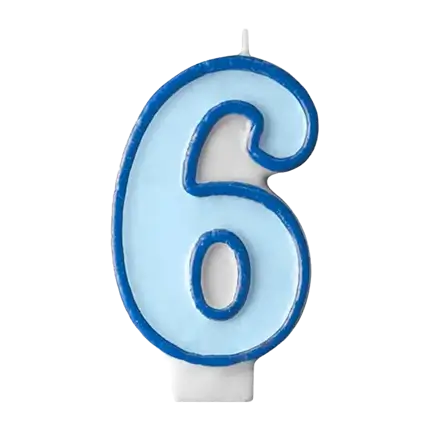 Fødselsdagslys nummer 6 blå