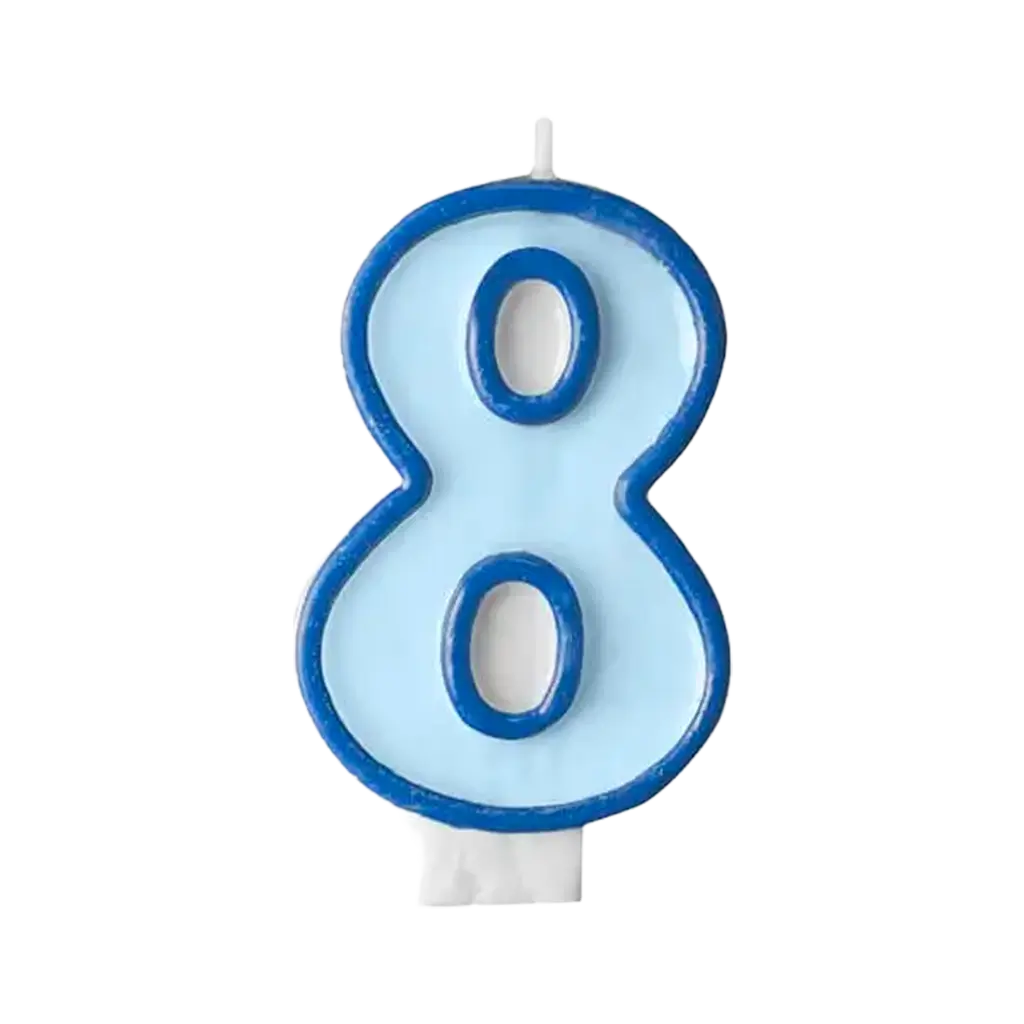 Fødselsdagslys nummer 8 blå