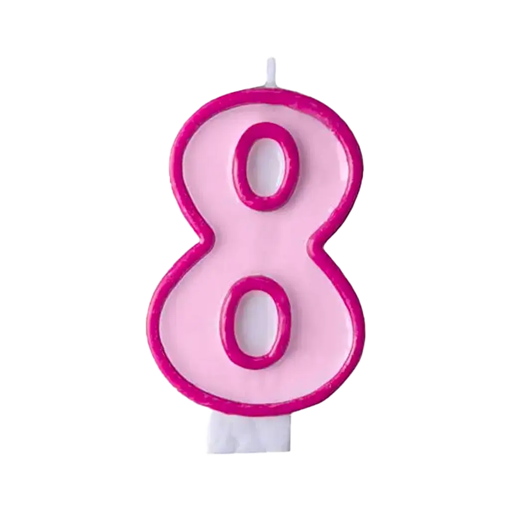 Fødselsdagslys nummer 8 lyserød