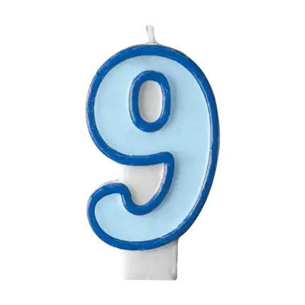 Fødselsdagslys nummer 9 blå