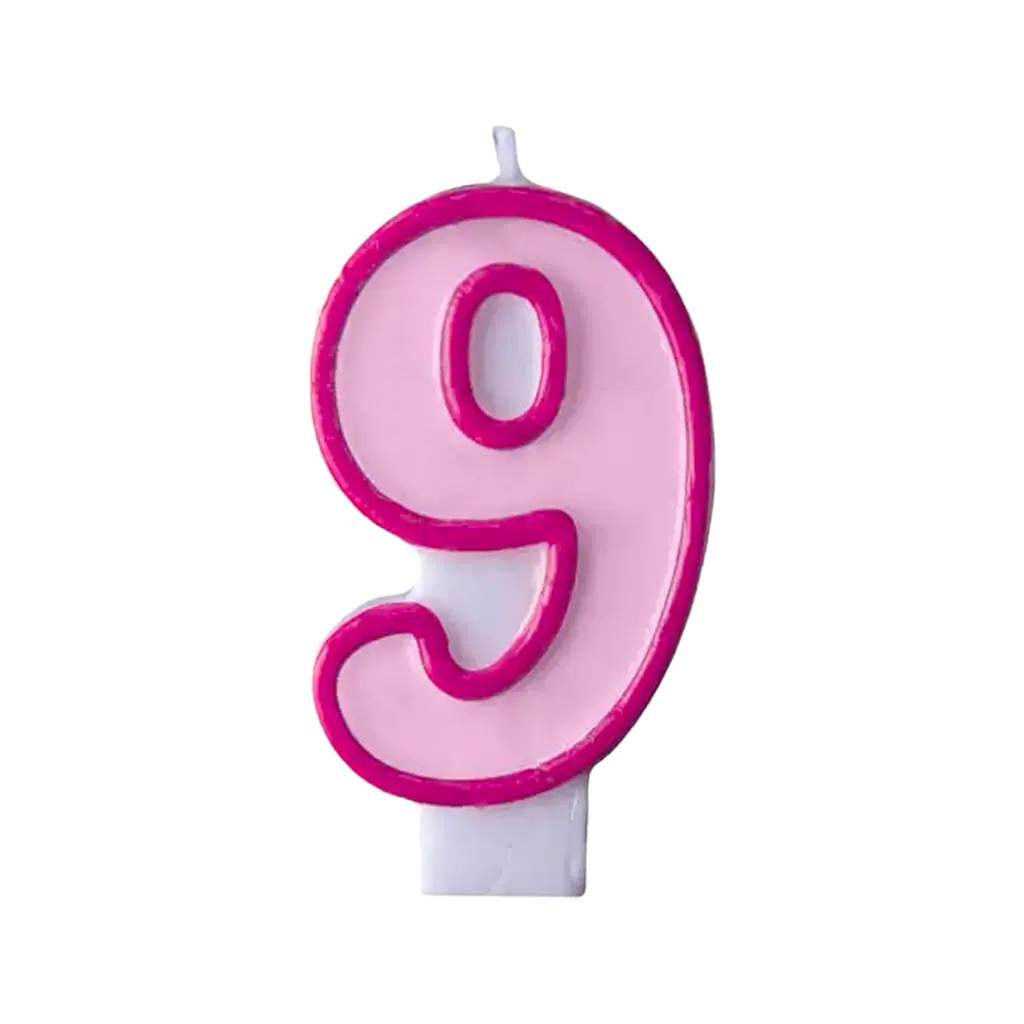 Fødselsdagslys nummer 9 lyserødt