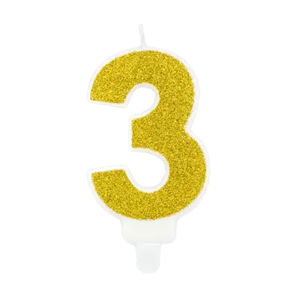Fødselsdagslys nummer 3 guld