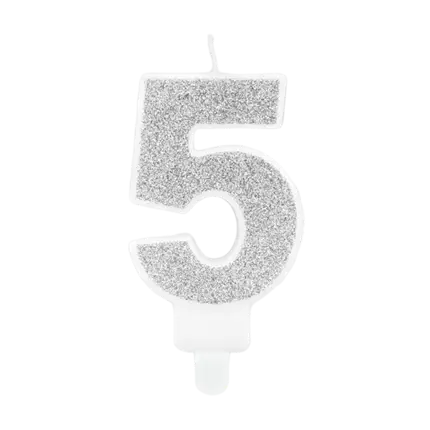 Fødselsdagslys nummer 5 sølv