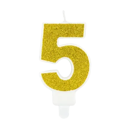 Fødselsdagslys nummer 5 guld