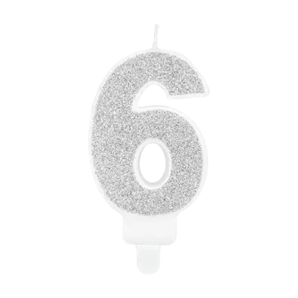 Fødselsdagslys nummer 6 sølv