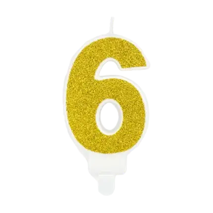 Fødselsdagslys nummer 6 guld