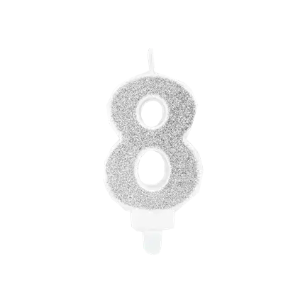 Fødselsdagslys nummer 8 sølv