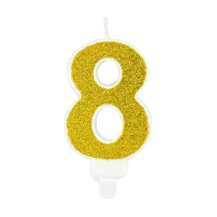 Fødselsdagslys nummer 8 guld