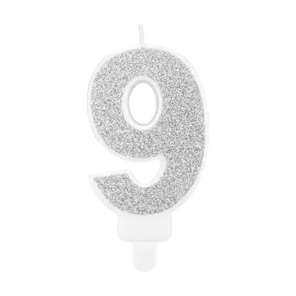 Fødselsdagslys nummer 9 sølv