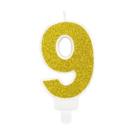 Fødselsdagslys nummer 9 guld