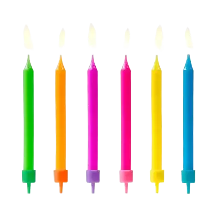 6 blandede fødselsdagslys (6 cm)