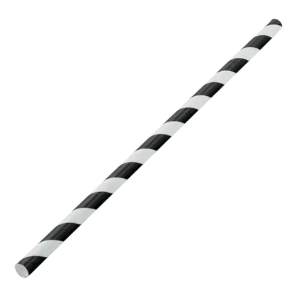 Sort stribet papirstrå 20cm /ø6mm (250 stk.)