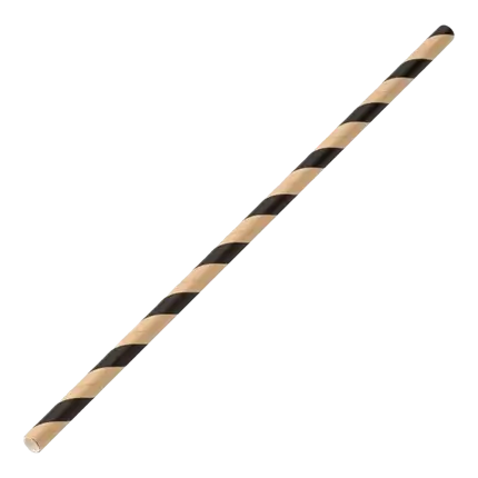 Kraft/sort stribet papirstrå 20cm /ø6mm (250 stk.)