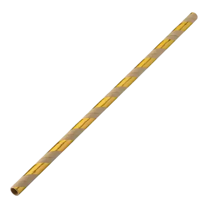 Guld/raftstribet papirstrå 20cm /ø6mm (250 stk.)