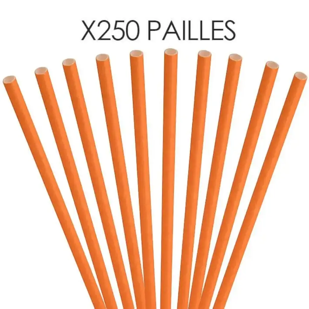 Papirstrå orange 20cm /ø6mm (250 stk.)
