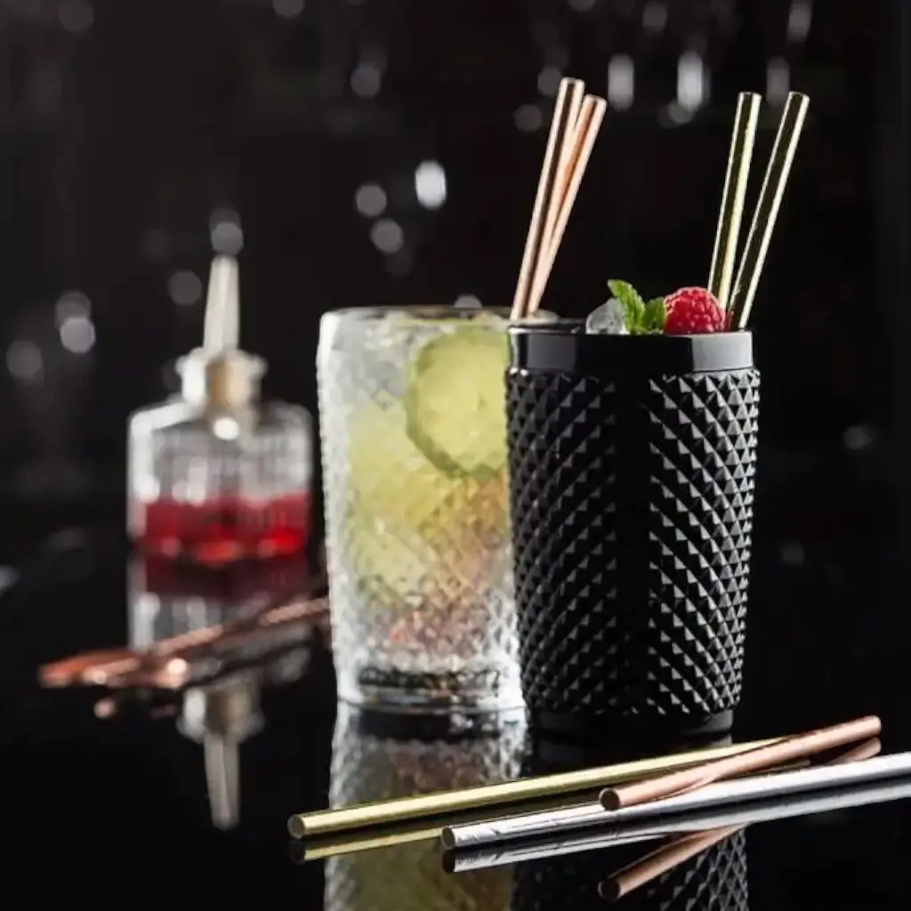 Papirstrå rosa guld 20cm /ø6mm (250 stk)