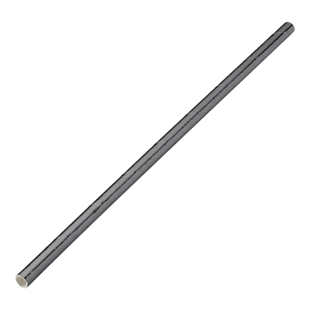 Sort metallic papirstrå 20cm /ø6mm (250 stk.)