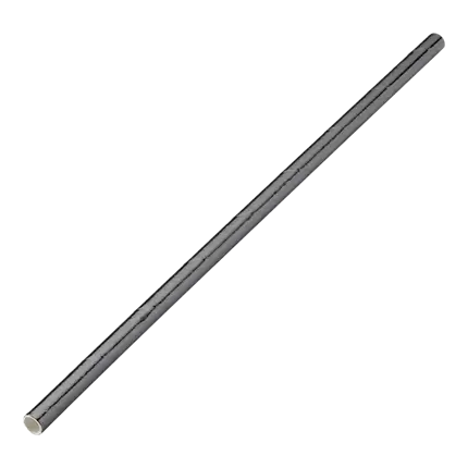 Sort metallic papirstrå 20cm /ø6mm (250 stk.)