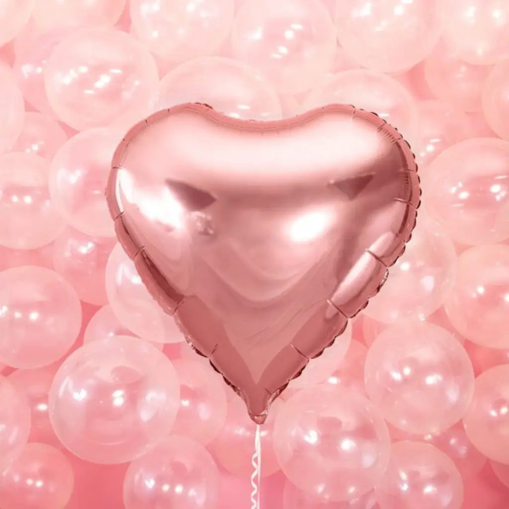 Hjerte ballon metallic rosa guld 61cm