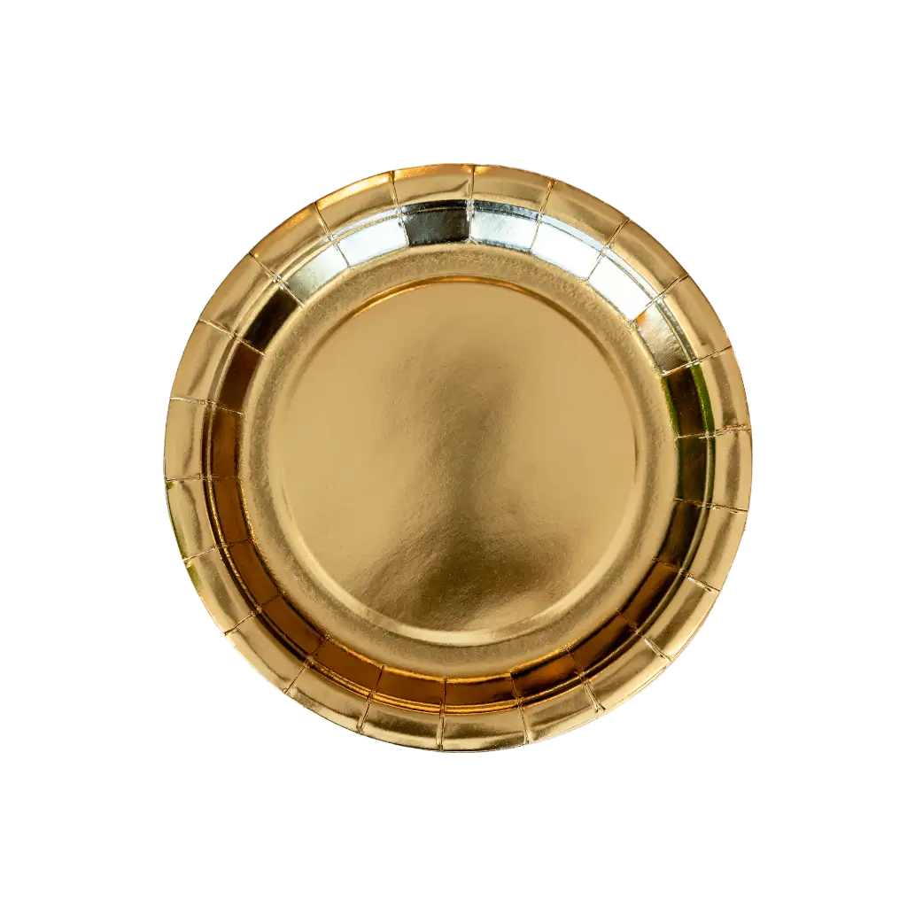 Paptallerken rund guld ø18cm (sæt med 6 stk.)