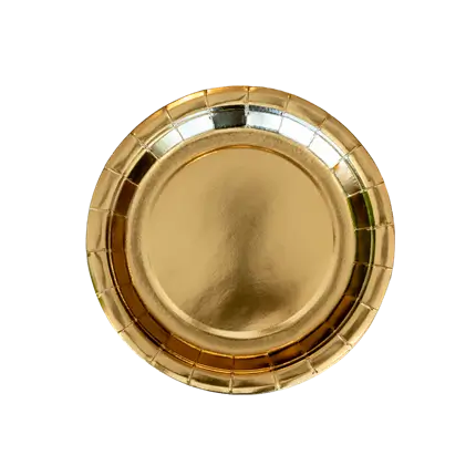 Paptallerken rund guld ø18cm (sæt med 6 stk.)