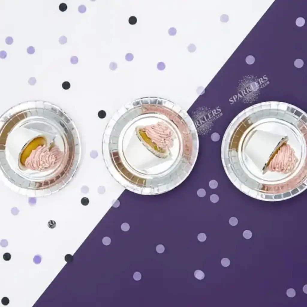 Rund paptallerken sølv ø23cm (sæt med 6 stk.)