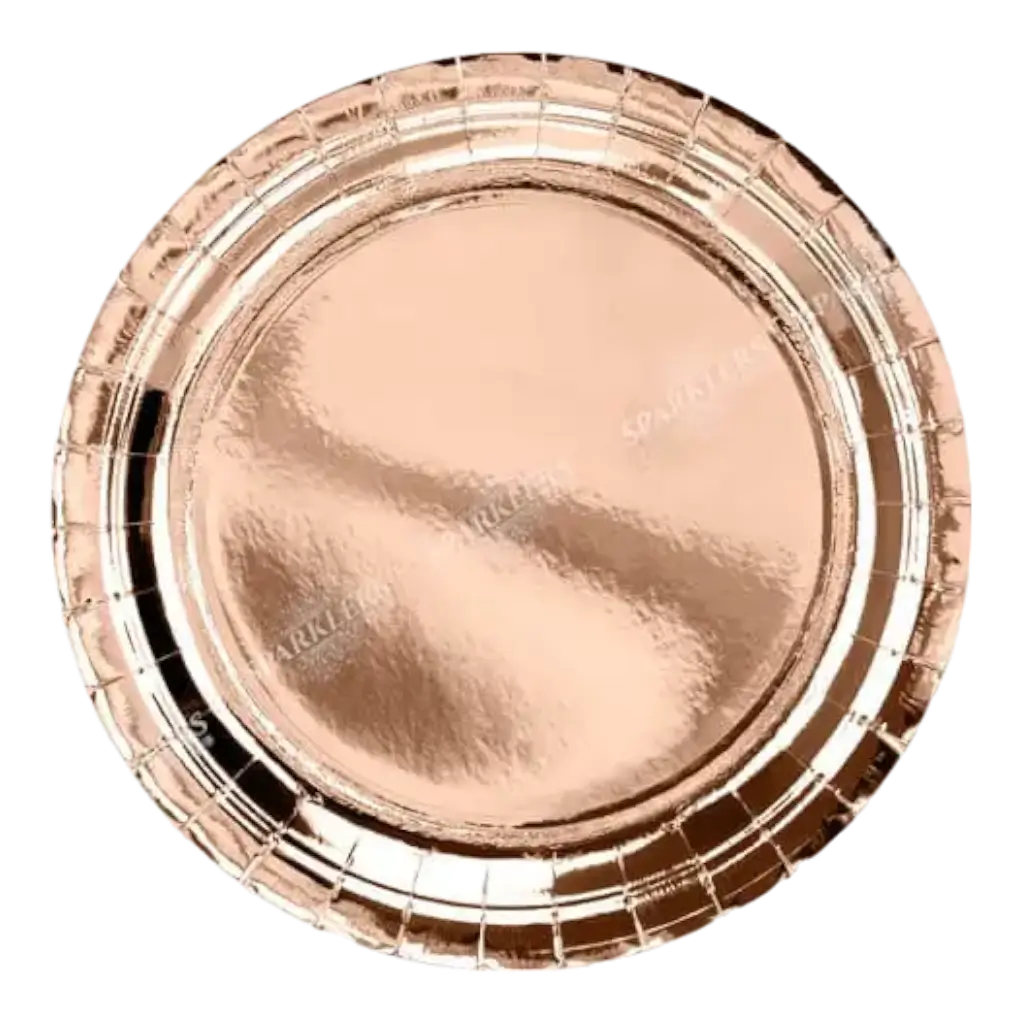 Rund paptallerken rosa guld ø23cm (sæt med 6)