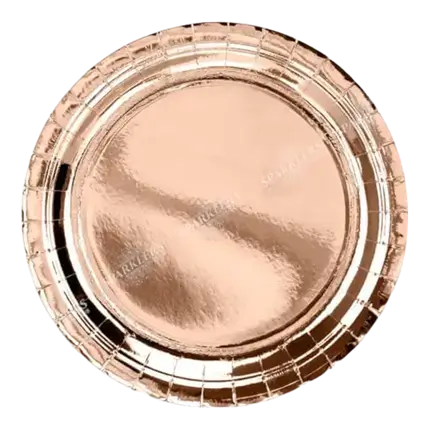 Rund paptallerken rosa guld ø23cm (sæt med 6)