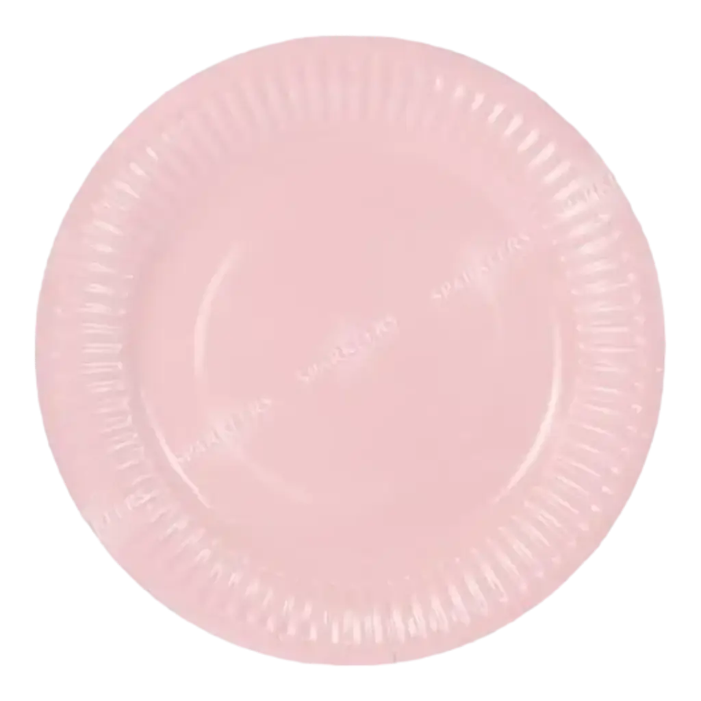 Rund paptallerken pink ø18cm (sæt med 6 stk.)