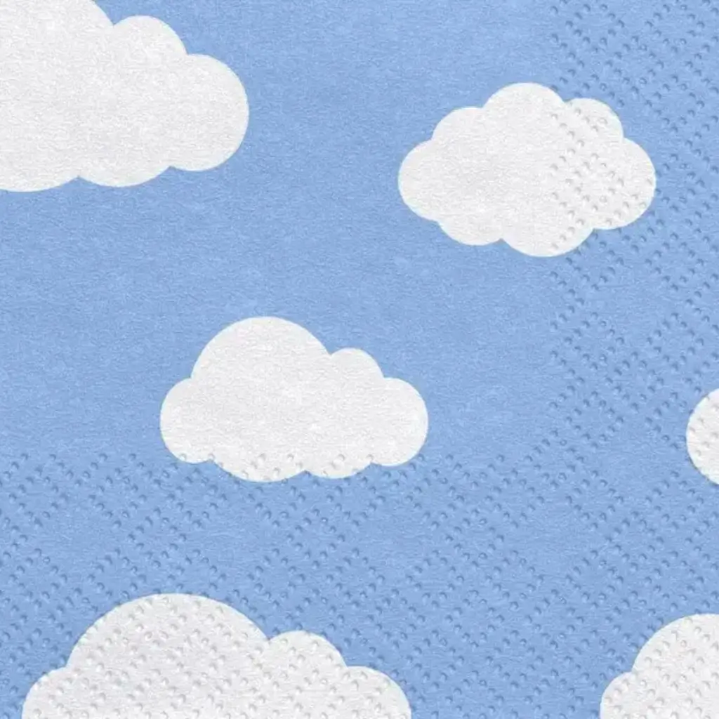 Lysblå papirhåndklæde med skymønster (sæt med 20 stk.)