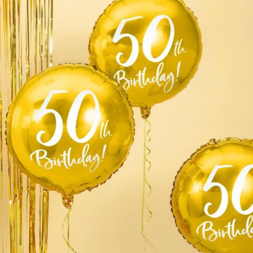 50 års fødselsdag Ballon guld ø45cm