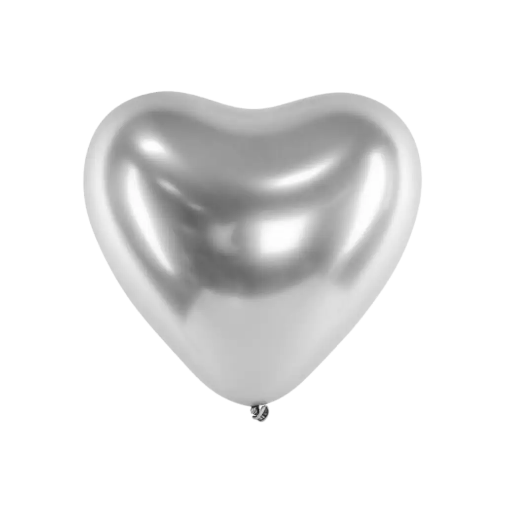 Pakke med 50 sølvfarvede hjerteballoner