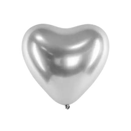Pakke med 50 sølvfarvede hjerteballoner