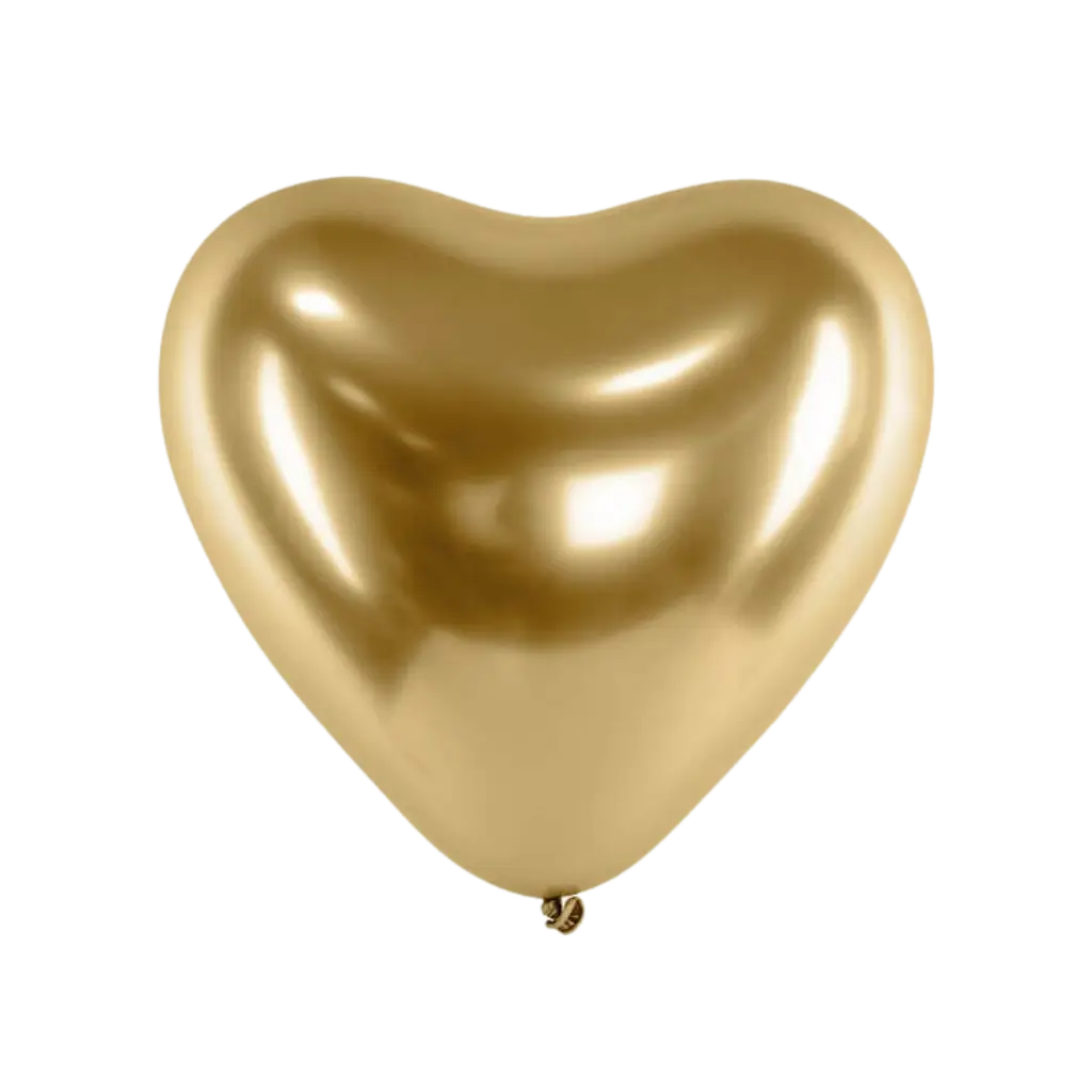 Pakke med 50 metallic guld hjerteballoner