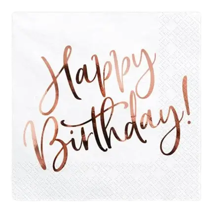 Happy Birthday Papirservietter Rose Gold (sæt med 20)