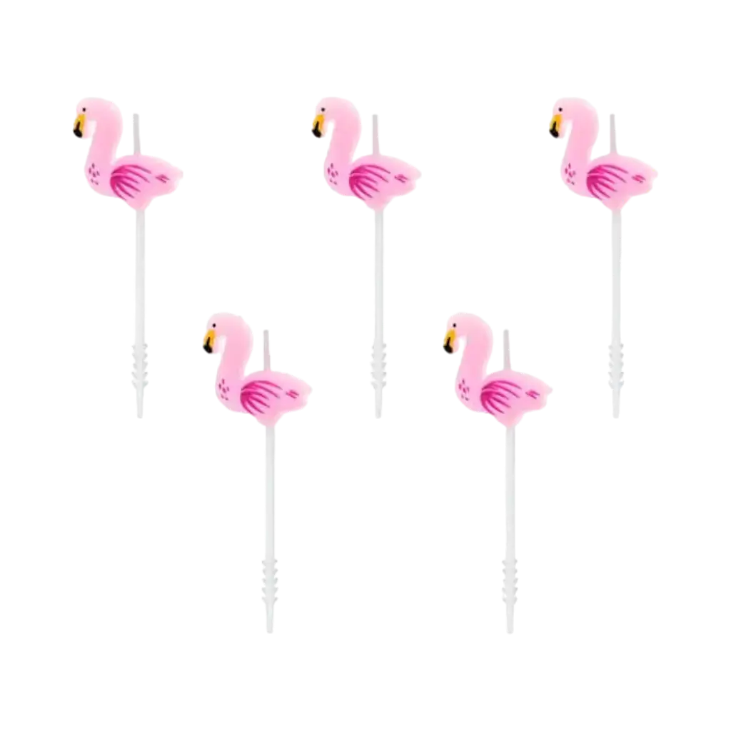 Lyserødt flamingolys (sæt med 5 stk.)