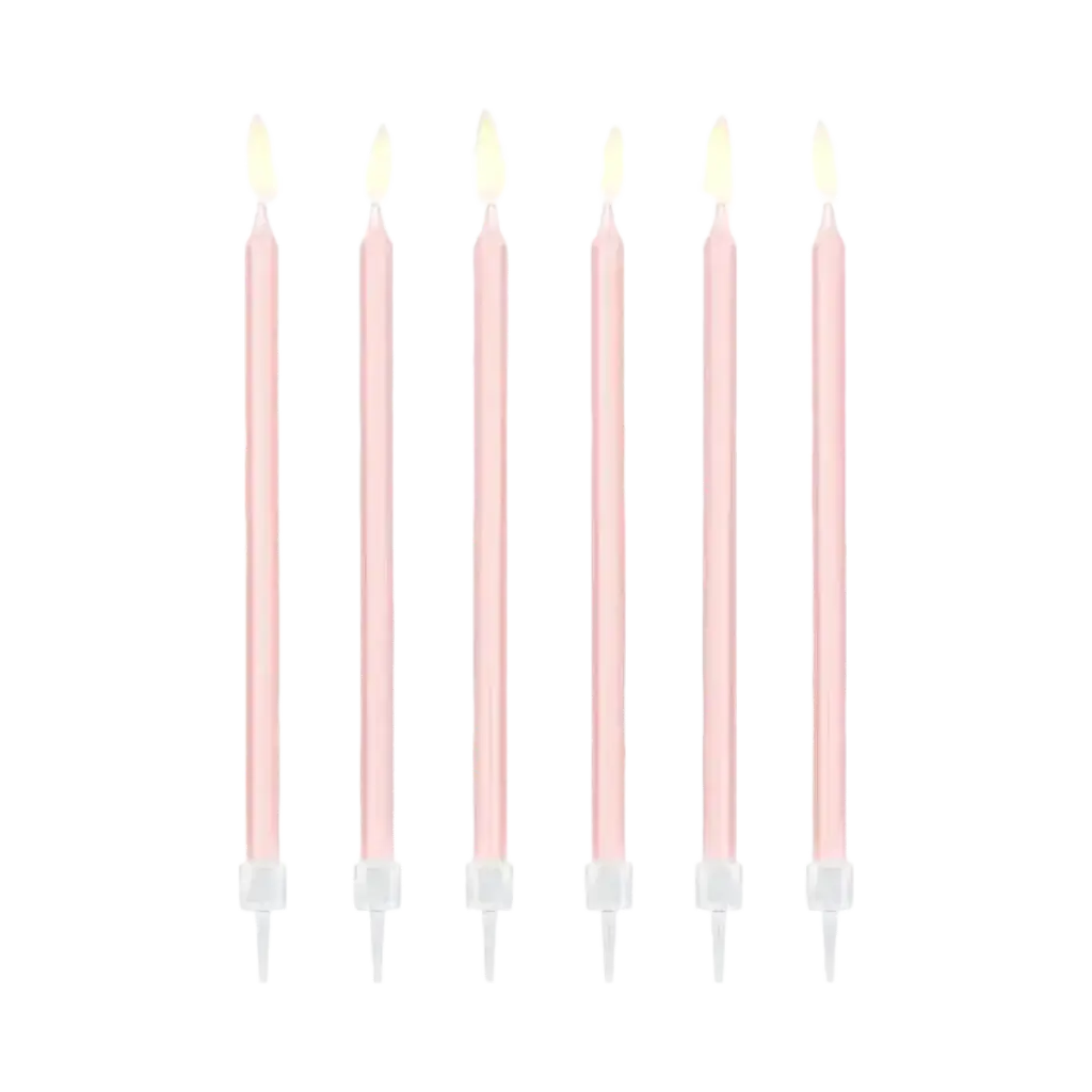 12 lyserøde fødselsdagslys (14 cm)