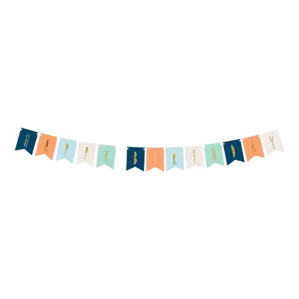 Happy Birthday-guirlande i flere farver med guldindskrift