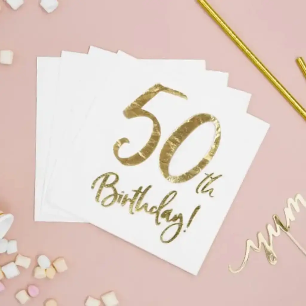 Papirserviet 50-års fødselsdag (sæt med 20)