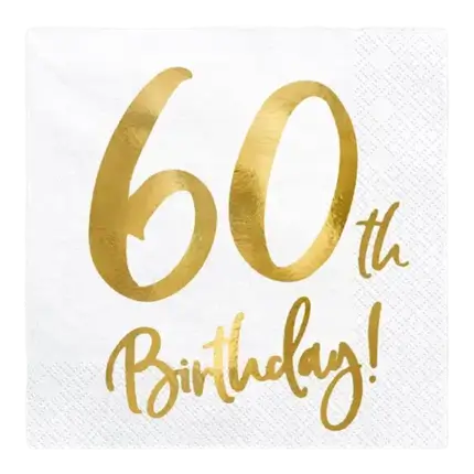 Papirserviet 60th Birthday (sæt med 20)