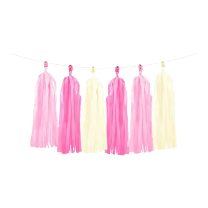 Blandet kvastguirlande 12 pomponer