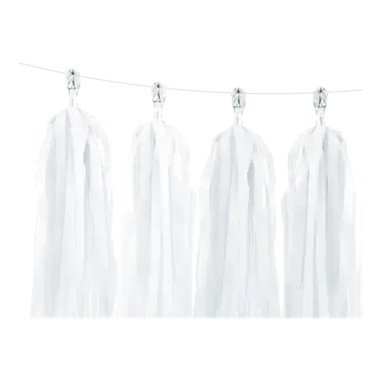 Hvid kvastguirlande 12 pomponer