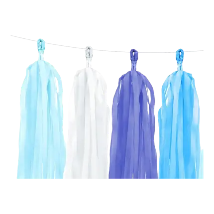 Blå kvastguirlande 12 pomponer