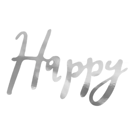 Tillykke med fødselsdagen guirlande sølv