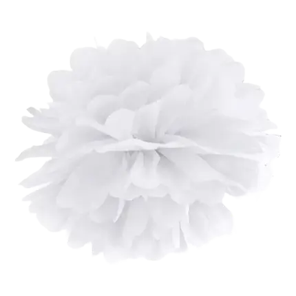 Hvid papir pompon 25 cm